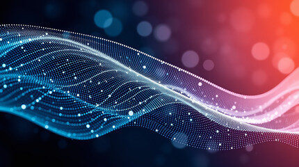 Rendering 3d wave dynamic background dots green futuristic flow technology abstract datum innovation sound illustration business digital music dot texture.