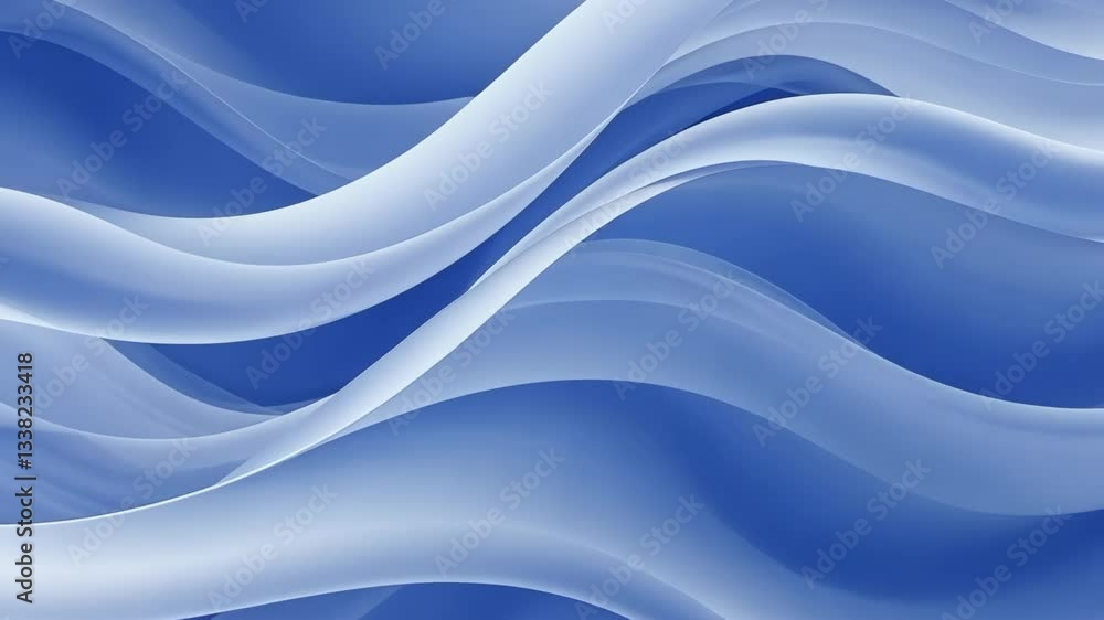 Poster abstract blue background with flowing curved lines and soft gradients creating a calming effect