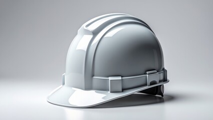 Fototapeta premium White construction helmet against a white background. Protective apparel.