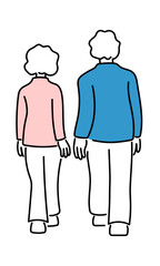 老夫婦の後ろ姿のイラスト