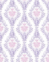 Easter Eggs Spring Elegant Seamless Rococo Floral Pattern for Fabrics, Wallpapers and Packaging