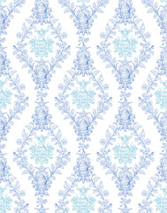 Easter Eggs Spring Elegant Seamless Rococo Floral Pattern for Fabrics, Wallpapers and Packaging