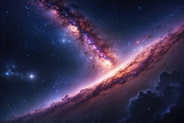 Fototapeta premium Breathtaking Nightscape: A Beautiful Illustration of the Cosmos, Galaxy, and Nebula