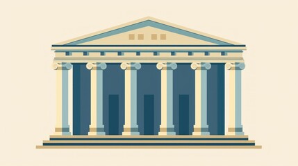 Obraz premium University building graphic with a simple, stylized design in flat colors. stock photo --ar 16:9 --style raw --v 6 Job ID: d0fb08c3-b4ee-4157-b4c8-51b19052d525