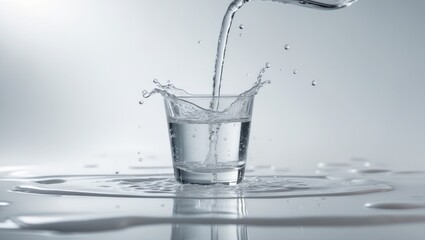 Water splashing from a glass isolated against a white background.