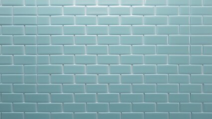 High-resolution real photo of a wall with white and blue tiles, featuring a seamless brick texture as an interior background.