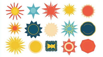 Vibrant Flat Vector Set for Sales Promotion: Sticker, Price Tag, and Starburst Badges