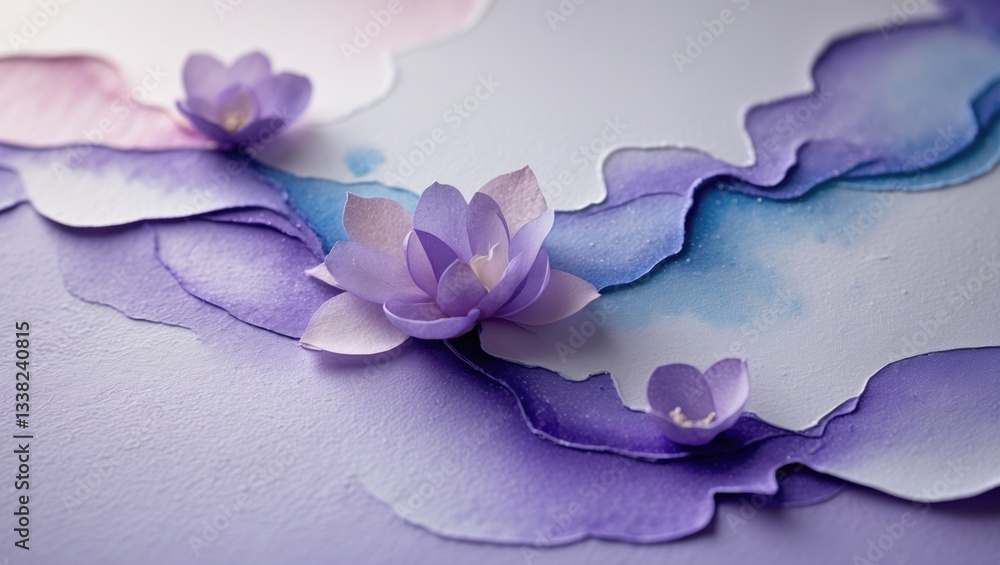 Aufkleber abstract art background in purple and lilac hues. watercolor on canvas featuring a soft violet gradi