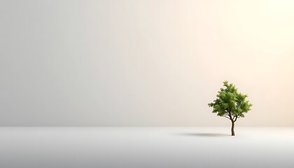 Obraz premium Solitary Tree in a Minimalist Scene, Symbolizing Growth, Resilience and Loneliness.
