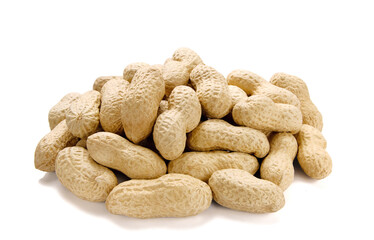 Peanuts isolated on the white background