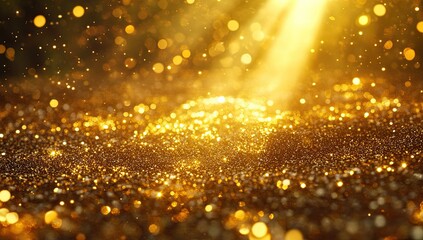 Naklejka premium Glistening golden particles of light dancing in the air, creating an enchanting and magical atmosphere