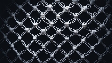 Fototapeta premium net protective on a dark background featuring an interwoven white rope net
