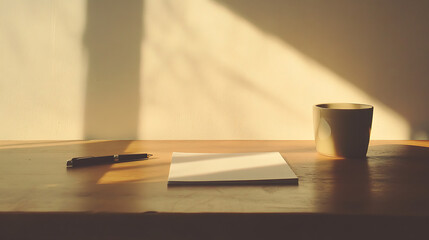 Empty hotel room with a desk, laptop, chair, and window, featuring modern furniture and a plant