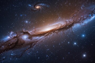 Naklejka premium Stunning Cosmic Nebula and Galaxy Over a Starry Night Sky
