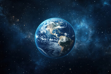 Obraz premium Earth from space glowing against the darkness with vibrant oceans and clouds