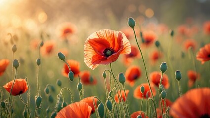 Obraz premium Lively poppy meadow