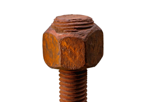 Rusty Bolt isolated on transparent or white background