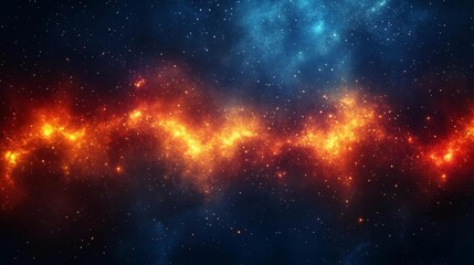Obraz premium A celestial space scene with glowing stars and fiery nebula clouds creating a mesmerizing galaxy atmosphere. Generative AI
