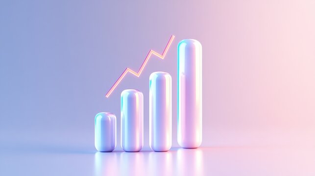 Sleek Holographic Infographic Visualizing Corporate Growth and Financial Trends