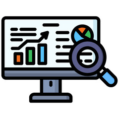 Data Analysis icon in Flat Color Style With Outline. Simple Vector Design. Simple Vector Flat Icon