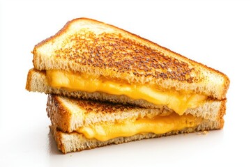 Delicious and Classic Grilled Cheese Sandwich Golden Brown Bread with Melted Cheese on White