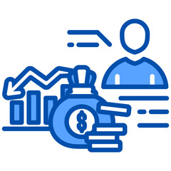 Bankrupt icon in Blue Color Style. Simple Vector Design. Simple Vector Flat Icon