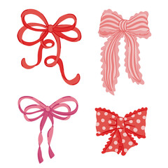 Fototapeta premium coquette y2k pink ribbon gift bow knot collection. girly hair accessories, Wedding, holiday, party