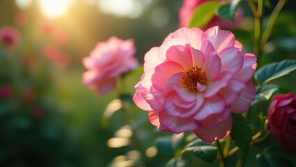 Obraz premium Blue Rambling rose blooming in the garden