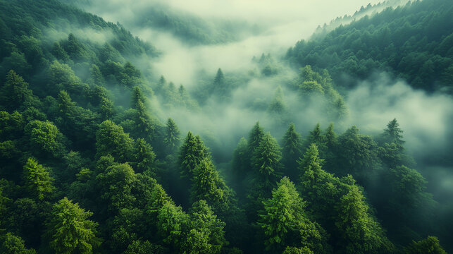 Areal view rain tropical forest