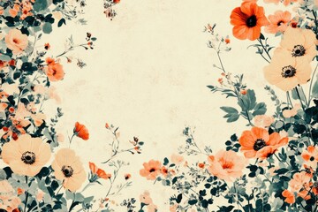grunge background with flowers