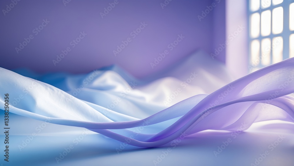Aufkleber Abstract purple studio backdrop for product showcasing. Vacant room with window shadows. Present product with a blurred background.