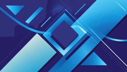 Abstract geometric design in shades of blue and dark navy.