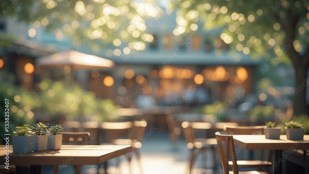 Poster Blurred background of a coffee shop with a bokeh effect.