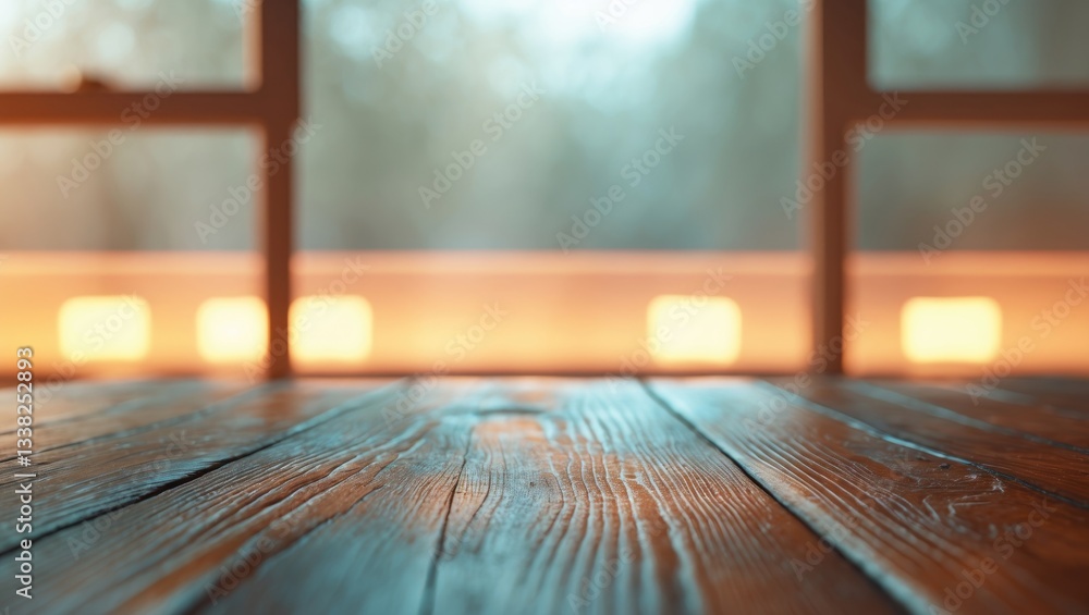 Aufkleber blurred background of a window featuring a table
