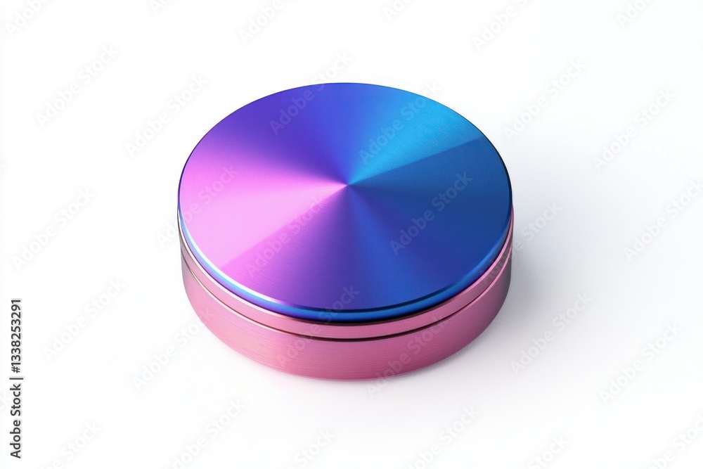 Poster elegant metal grinder with a smooth surface and vibrant gradient on a clean white background with ce