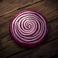 Fresh red onions and slices on a wooden board, showcasing a natural and organic vegetable for cooking