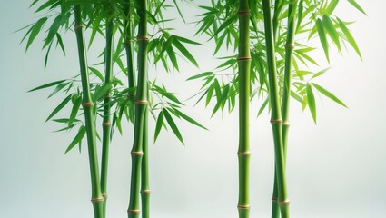 Obraz premium Branches of bamboo set against a white background.