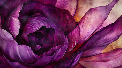 Close-up of a red cabbage with floral and romantic vibes
