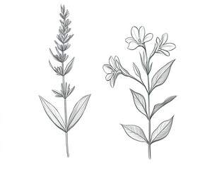 Obraz premium Sketches of two flowers, 