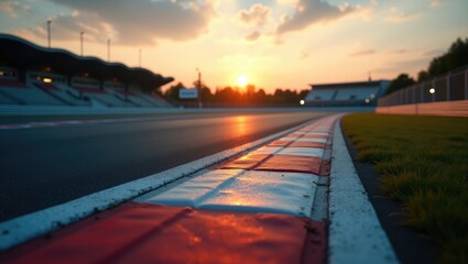 Fototapeta premium Evening view of an asphalt race track, digital imaging.