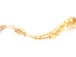 Gold star dust sparks isolated on transparent background cutout