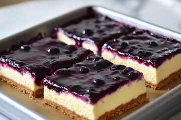 Blueberry cheesecake bars with graham crust