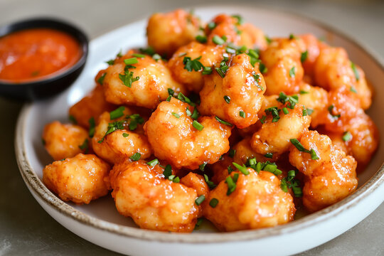 Bang bang shrimp bites with a dipping sauce