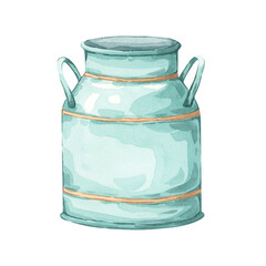 Rustic turquoise metal jar watercolor illustration