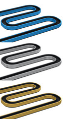 Set of Airport luggage conveyor belt from baggage claim area isolated on white background. 3d render of travel vacation concept.