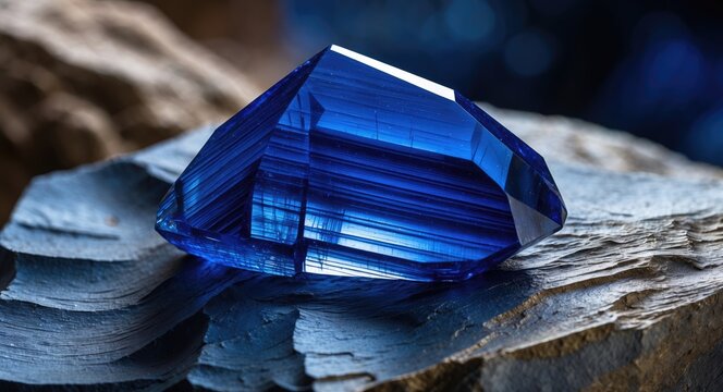 Blue Sapphire (Corundum) Crystal. A Crystal with Deep Blue Hue and Excellent Clarity
