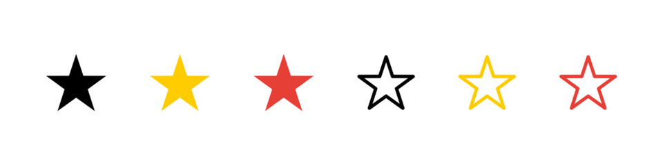 Star icon. Isolated star set. Stars vector shape. Yellow star symbol.