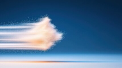 Abstract, fast-moving, light beige dust cloud