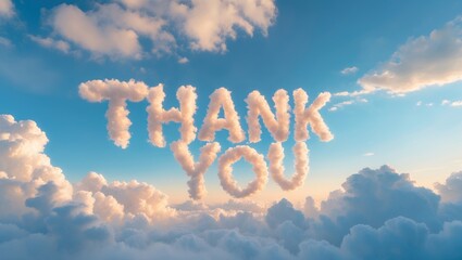 Thank you message in the sky made of clouds.