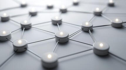 Abstract flowchart with glowing nodes and connections illustrating business process optimization and efficiency.